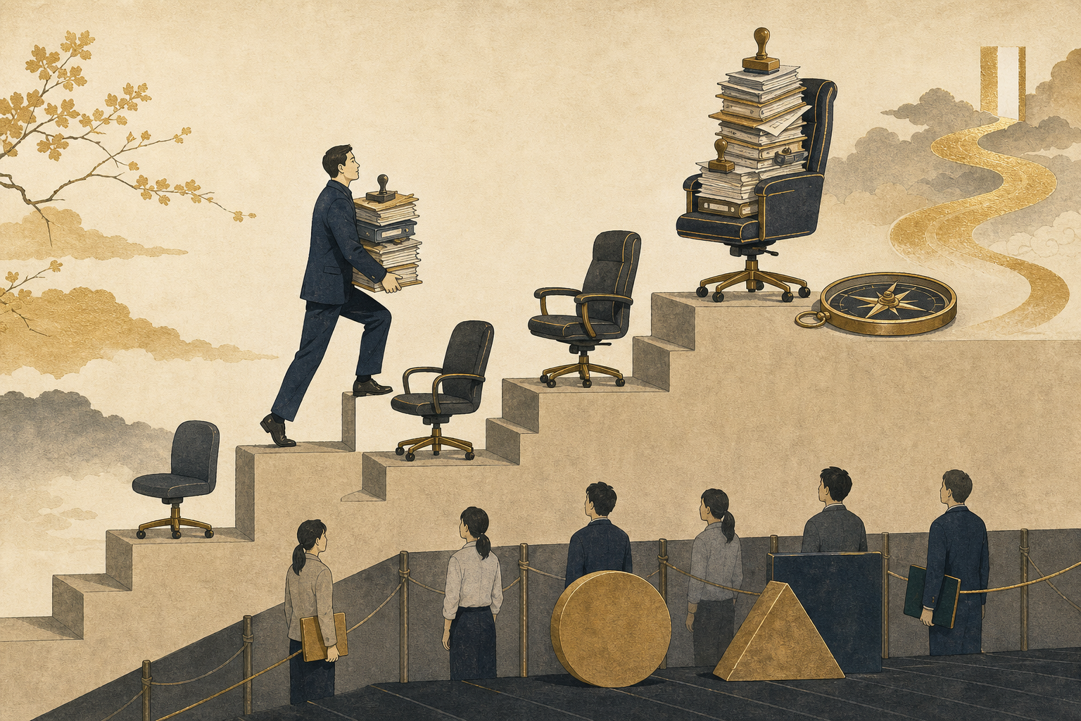 昇進しても過去の作業を抱え続け、若手の判断機会を塞ぐ構造